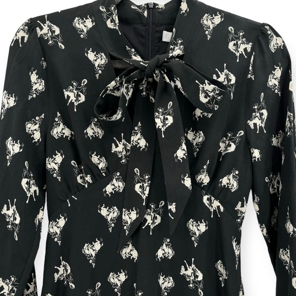 RE/DONE X Levi’s 60s Cowboy Necktie Equestrian Print Black Mini Dress Size Small - Picture 6 of 14